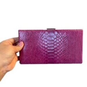 Magenta pink  / purple faux lizard print clutch (Banana Republic)